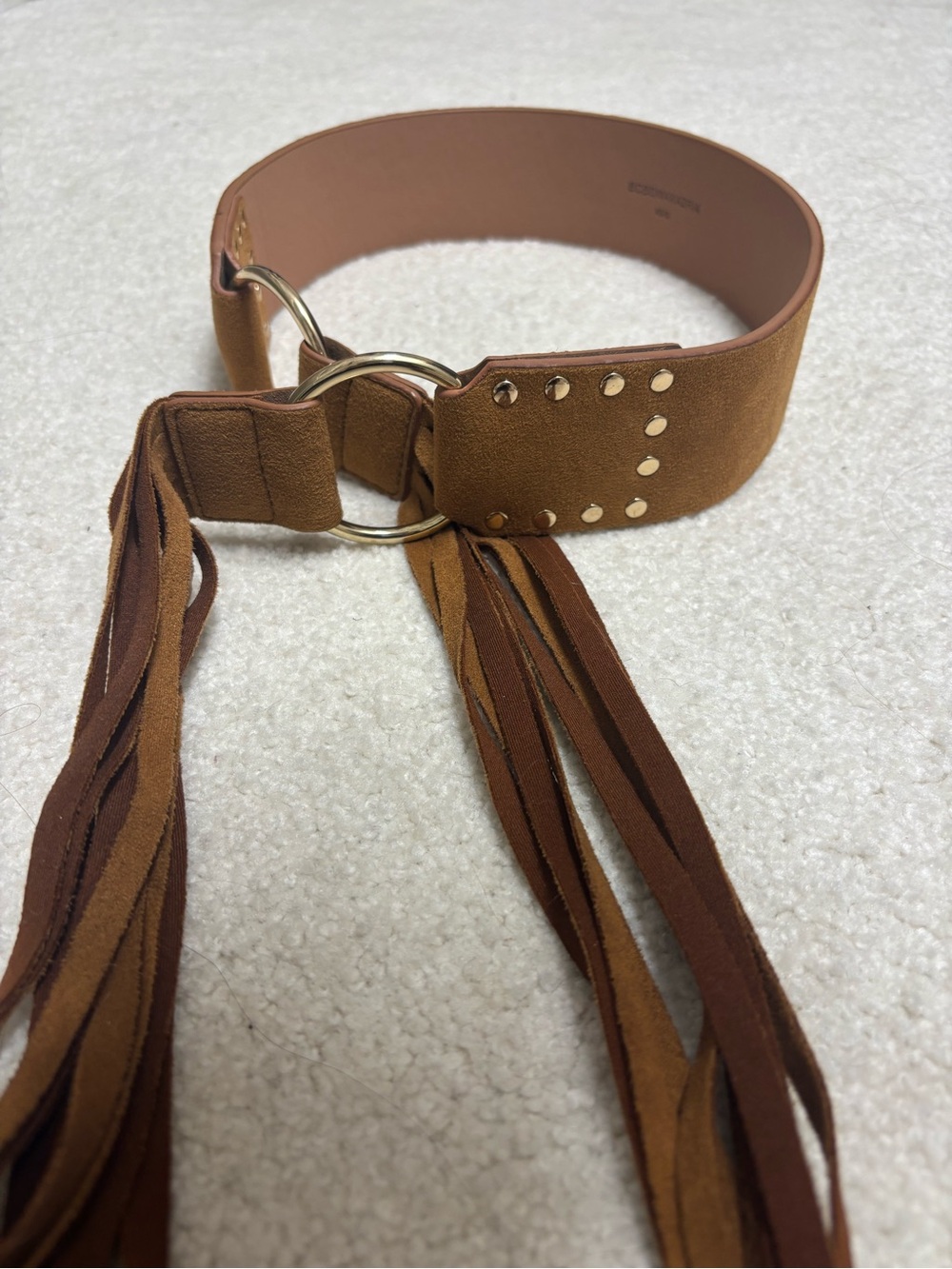 Wide Suede Fringe Belt in Brown - Stylish Women's Accessory